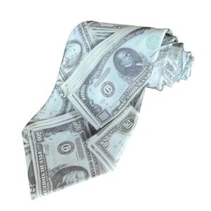 Ralph Marlin RM Style Tie U.S. Money 1994 Light Green 3 3/4" Wide Dollar Bills